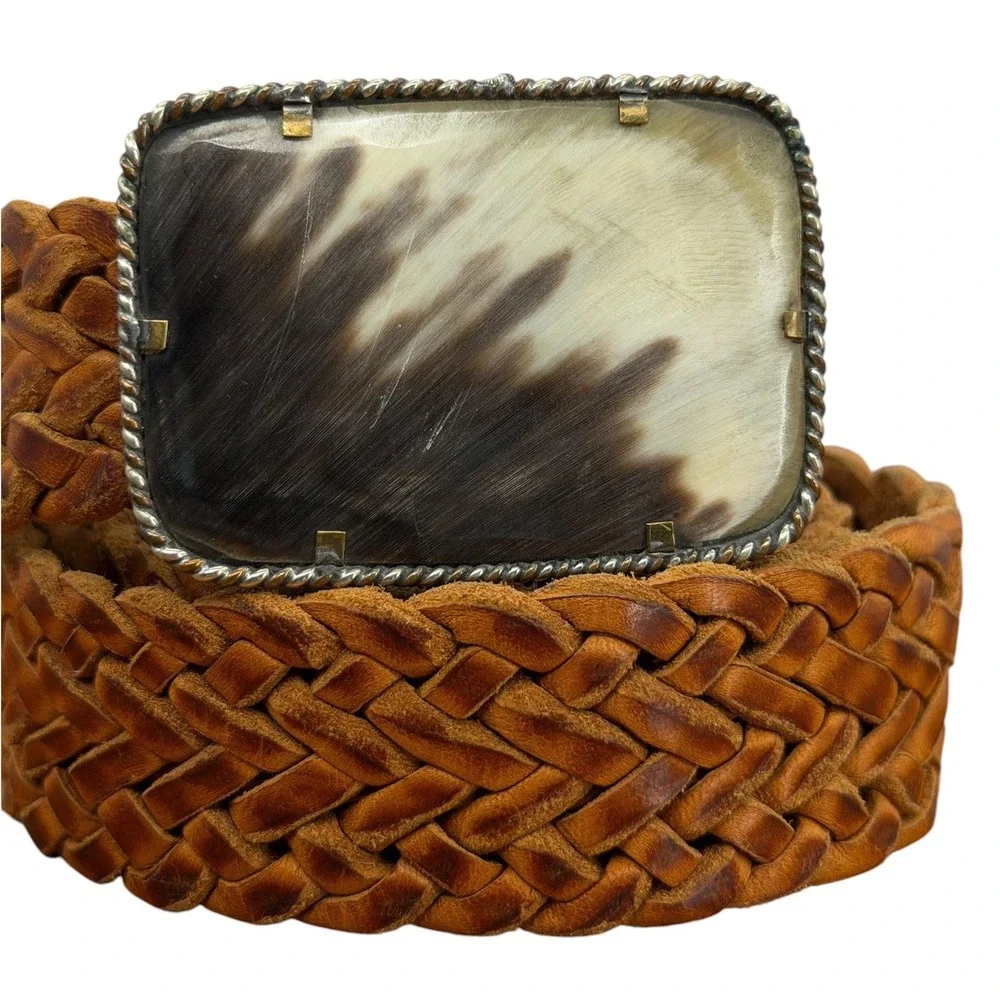Moroccan Woven Leather Belt Women Brown Western Boho Prairie Hippie Cottage Core